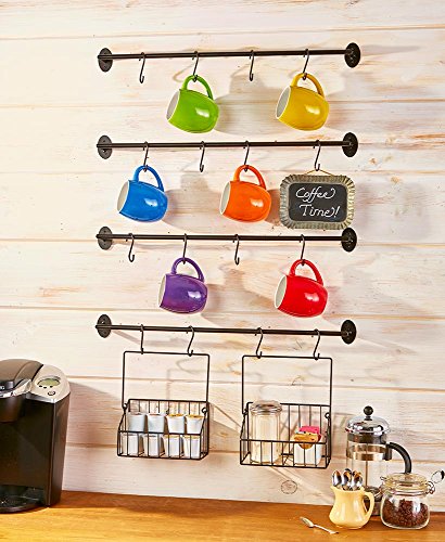 Amazon.com - The Lakeside Collection Coffee Mug Wall Rack for Coffee and Tea Cups - Six-Piece Steel -