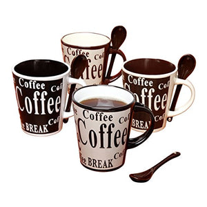 Amazon.com | Mr Coffee 97610.08RM Bareggio 8 Pc Mug and Spoon Set, Set of 4, Black and White: Coffee Cups & Mugs
