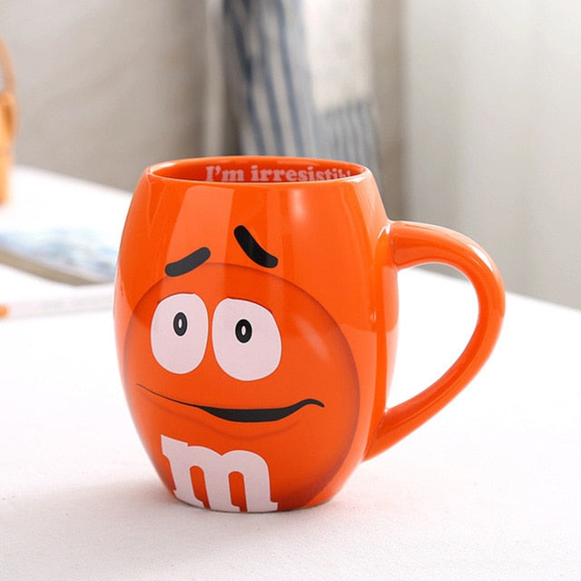 2019 New 600mL m&m Beans Coffee Mugs Tea Cups and Mugs Cartoon Cute Expression Mark Large Capacity Drinkware Christmas Gifts