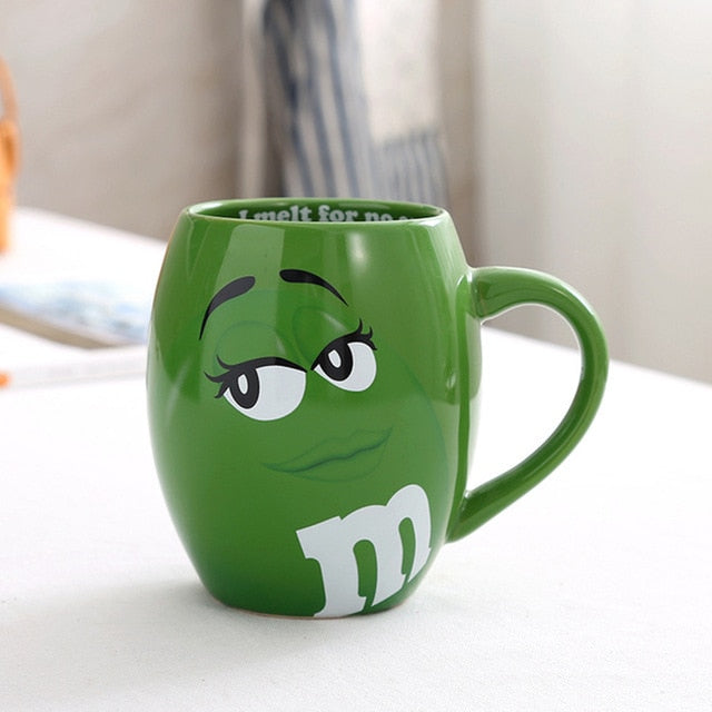 2019 New 600mL m&m Beans Coffee Mugs Tea Cups and Mugs Cartoon Cute Expression Mark Large Capacity Drinkware Christmas Gifts