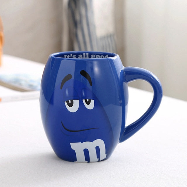 2019 New 600mL m&m Beans Coffee Mugs Tea Cups and Mugs Cartoon Cute Expression Mark Large Capacity Drinkware Christmas Gifts
