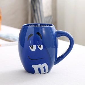 2019 New 600mL m&m Beans Coffee Mugs Tea Cups and Mugs Cartoon Cute Expression Mark Large Capacity Drinkware Christmas Gifts