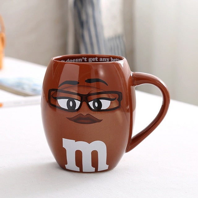 2019 New 600mL m&m Beans Coffee Mugs Tea Cups and Mugs Cartoon Cute Expression Mark Large Capacity Drinkware Christmas Gifts