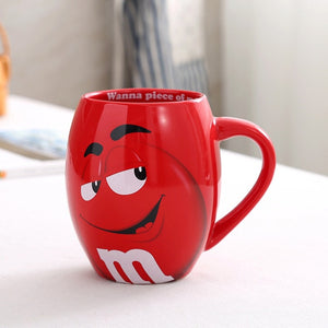 2019 New 600mL m&m Beans Coffee Mugs Tea Cups and Mugs Cartoon Cute Expression Mark Large Capacity Drinkware Christmas Gifts