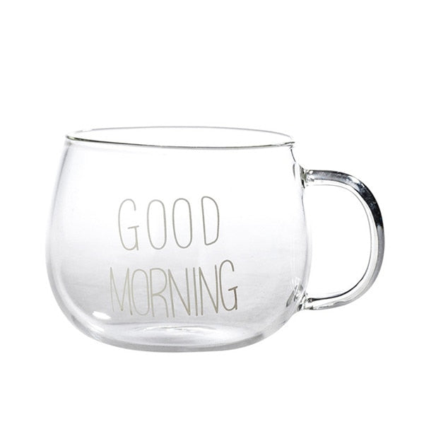 Creative Chic Glass Mug Letter Milk Juice Water Coffee Cup Crystal Transparent Mugs Handle Drinkware Lovers Couple Gifts 500ML