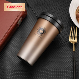 UPORS 500ML Coffee Mug Creative 304 Stainless Steel Travel Mug Double Wall Vacuum Insulated Tumbler Wide Mouth Tea Cup with Lid