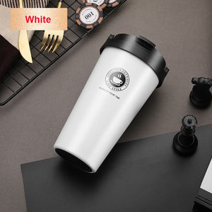 UPORS 500ML Coffee Mug Creative 304 Stainless Steel Travel Mug Double Wall Vacuum Insulated Tumbler Wide Mouth Tea Cup with Lid