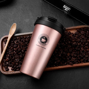 UPORS 500ML Coffee Mug Creative 304 Stainless Steel Travel Mug Double Wall Vacuum Insulated Tumbler Wide Mouth Tea Cup with Lid