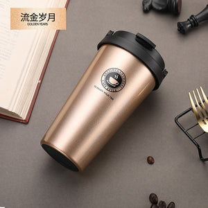 UPORS 500ML Coffee Mug Creative 304 Stainless Steel Travel Mug Double Wall Vacuum Insulated Tumbler Wide Mouth Tea Cup with Lid