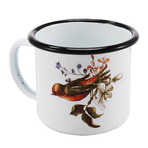 350 ml Enamel Coffee Mug Creative Animal Plant Breakfast Cup Black Roll Rim with Handgrip Milk Tea Cup