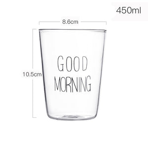 1 pcs Lovely Glass Breakfast Cup Coffee Tea Milk Yogurt Mug Creative Good Morning Mug Gifts 450ml,Glass coffee mug travel cup