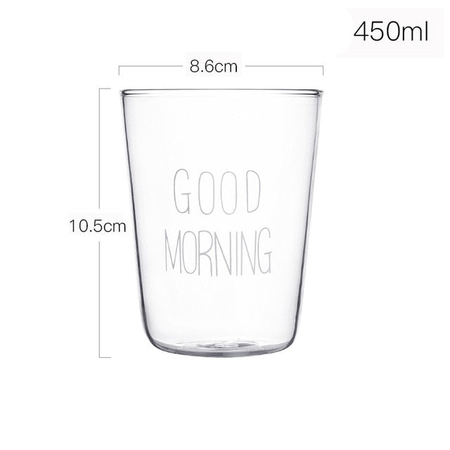 1 pcs Lovely Glass Breakfast Cup Coffee Tea Milk Yogurt Mug Creative Good Morning Mug Gifts 450ml,Glass coffee mug travel cup