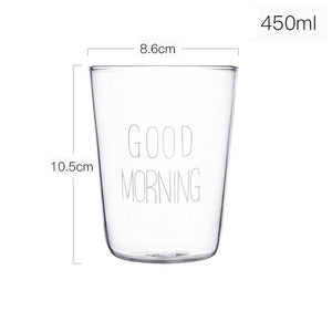 1 pcs Lovely Glass Breakfast Cup Coffee Tea Milk Yogurt Mug Creative Good Morning Mug Gifts 450ml,Glass coffee mug travel cup