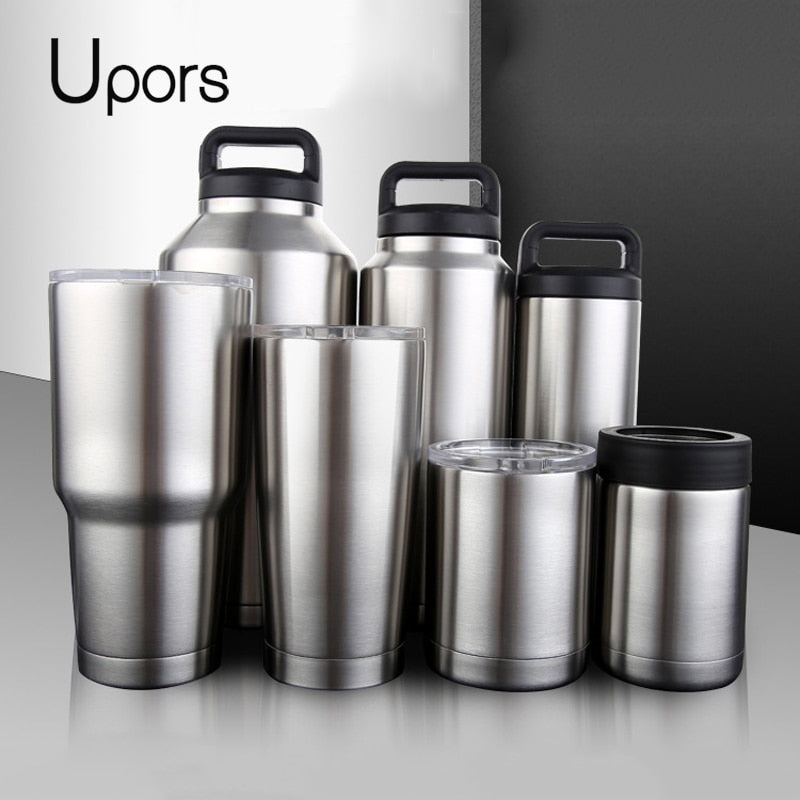 UPORS 10/12/18/20/30/36/64OZ Outdoor Sport Water Bottle Stainless Steel Water Bottle With Lid BPA Free Insulated Coffee Tumbler