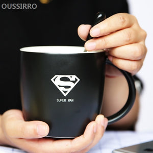 3D Engraving Large Captain Super Hero Ceramic Coffee Mugs Cup Creative Milk Mug Superhero Portable Tumbler Drink Iron Man Batman