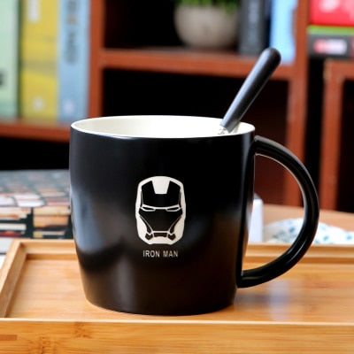 3D Engraving Large Captain Super Hero Ceramic Coffee Mugs Cup Creative Milk Mug Superhero Portable Tumbler Drink Iron Man Batman