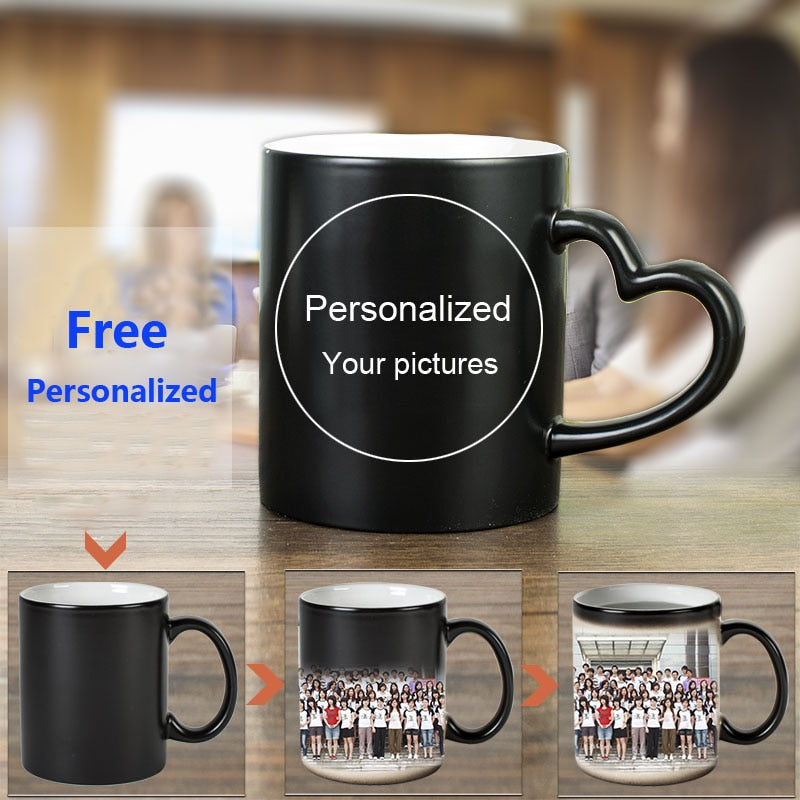 DIY Personalized Magic Mug Heat Sensitive Ceramic Mugs Color Changing Coffee Mugs Milk Cup Gift Print Pictures H1228